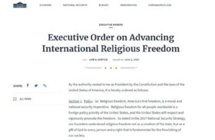 Historic Executive Order provides  million in aid for advancing global religious freedom